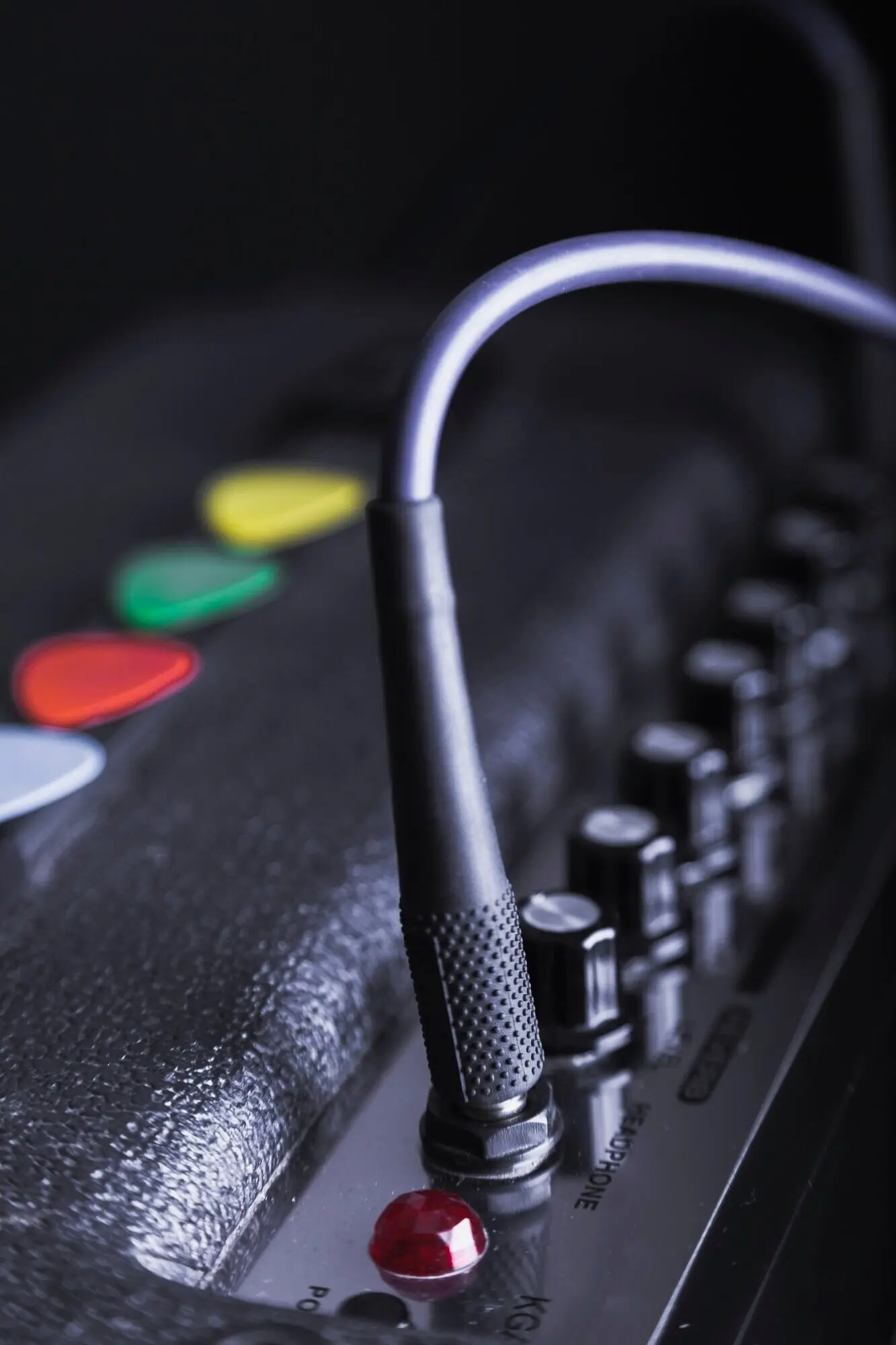 Plug into the amplifier's jack.